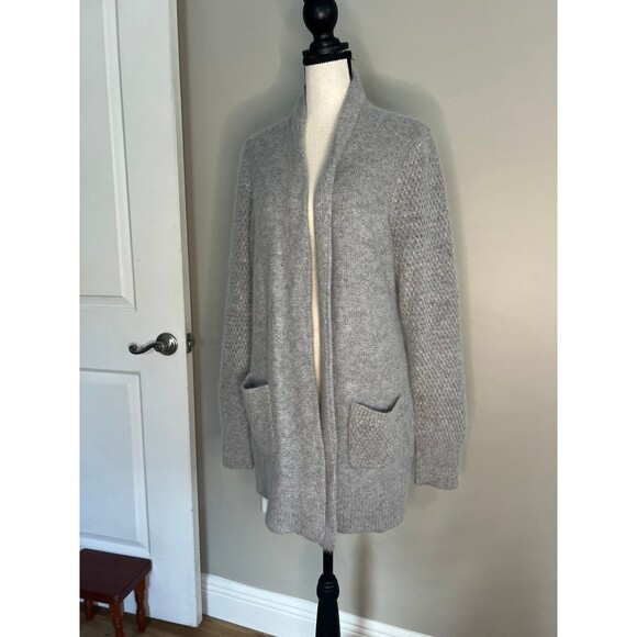 Women's Fenn Wright Manson Long Open Front Cardigan Sweater Gray Angora Size XL - Picture 1 of 7